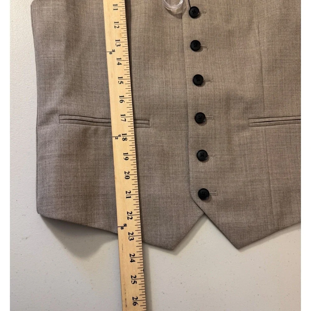 Reiss Waistcoat Men 36 Light Brown Rope-Textured Wool Formal Vest‎ NEW